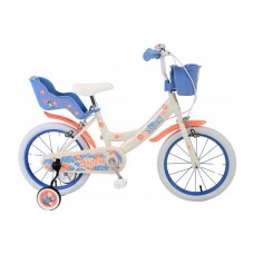 Disney Stitch Kinderfiets - Meisjes - 16 inch - Creme Koraal Blauw - Twee handremmen