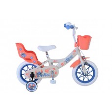 Disney Stitch Kinderfiets - Meisjes - 12 inch - Creme - Koraal - Blauw