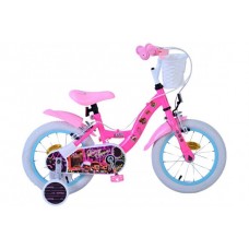 Dolls Kinderfiets - Meisjes - 14 inch - Roze - Twee handremmen
