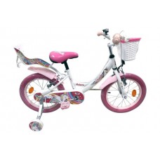 Volare Unicorn Kinderfiets - Meisjes - 16 inch - Wit - Twee Handremmen