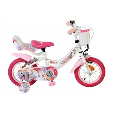Volare Unicorn Kinderfiets - Meisjes - 12 inch - Wit - Twee handremmen