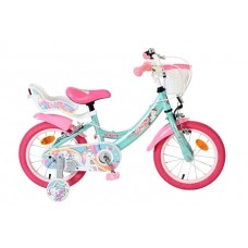 Volare Unicorn Kinderfiets - Meisjes - 14 inch - Groen - Twee Handremmen Volare Unicorn Kinderfiets - Meisjes - 14 inch - Groen - Twee Handremmen