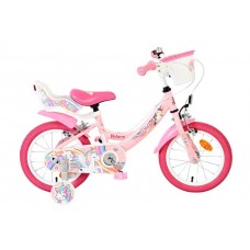 Volare Unicorn Kinderfiets - Meisjes - 14 inch - Roze - Twee Handremmen